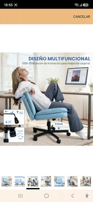 Silla de oficina azul sin estrenar