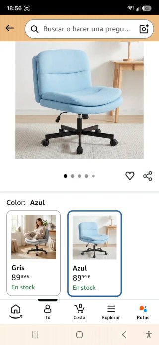 Silla de oficina azul sin estrenar