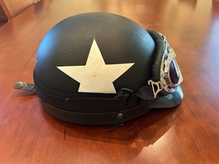 Casco moto réplica antiguo con gafas