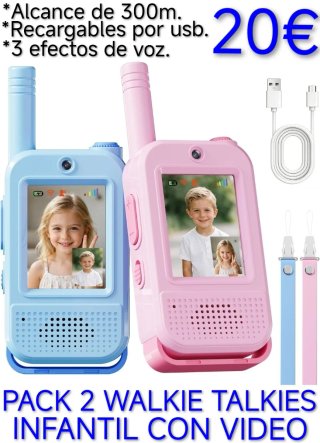 Pack 2 Walkie Talkies Infantiles con Video