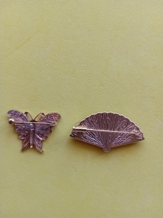 Broches Vintage Mariposa y Abanico