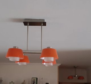 Lámparas de techo colgante naranja y plateada