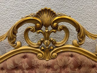 Cabezal de cama matrimonio beige y dorado