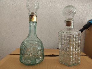 Lote 3 botellas cristal antiguas decorativas