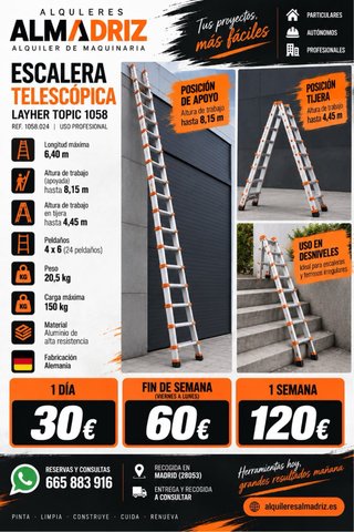 Alquiler deEscalera Telescópica Profesional Layher