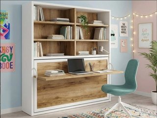 CAMA ABATIBLE CON LIBRERÍA Y ESCRITORIO NOVA.