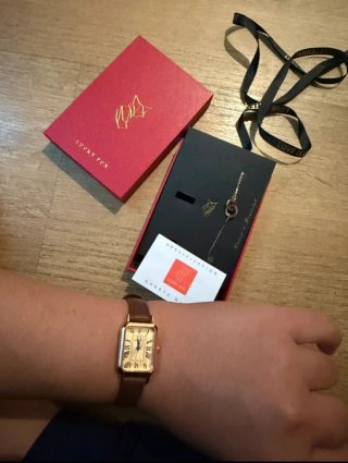 Set Reloj y Pulsera Dorados Marrón