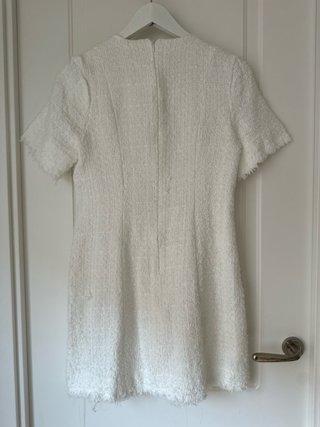 Vestido Tweed Blanco Talla 36 Vintage