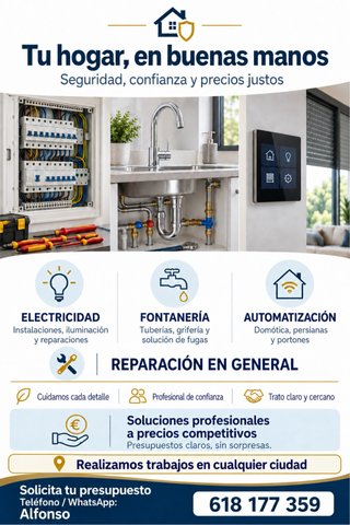 TRABAJOS ELÉCTRICOS, AUTOMATIZACIÓN Y FONTANERIA