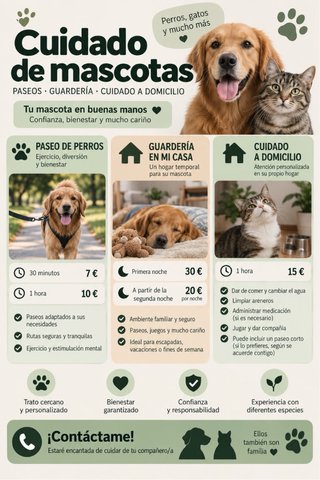 Cuidadora y paseadora de perros