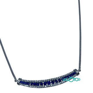 Collar Oro Blanco 18K Zafiros y Diamantes