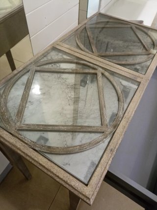 Consola recibidor madera y cristal con cajón