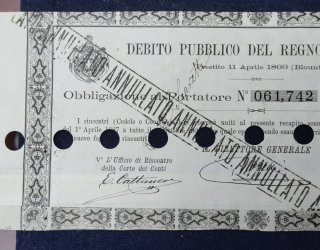 Regno d'Italia Obbligazione Debito Pubblico 1866