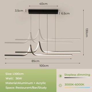 Lámpara LED Colgante OTREN 100cm Negra