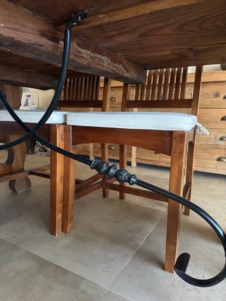 Mesa Comedor Rústica antigua  Madera y Cristal