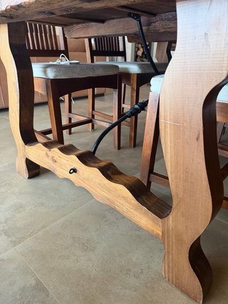 Mesa Comedor Rústica antigua  Madera y Cristal