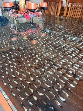 Mesa Comedor Rústica antigua  Madera y Cristal