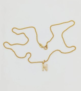 Conjunto oro 18K: Cadena y Colgante Letra N