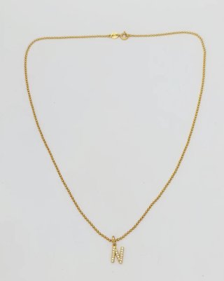 Conjunto oro 18K: Cadena y Colgante Letra N