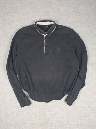 Polo Massimo Dutti Manga Larga Gris Talla L