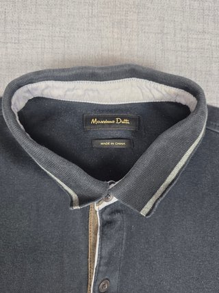 Polo Massimo Dutti Manga Larga Gris Talla L