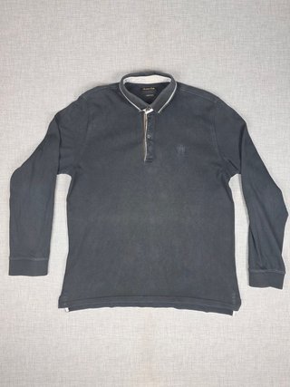 Polo Massimo Dutti Manga Larga Gris Talla L