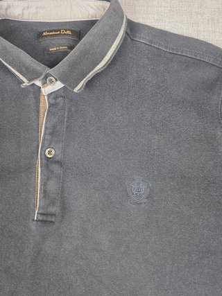 Polo Massimo Dutti Manga Larga Gris Talla L