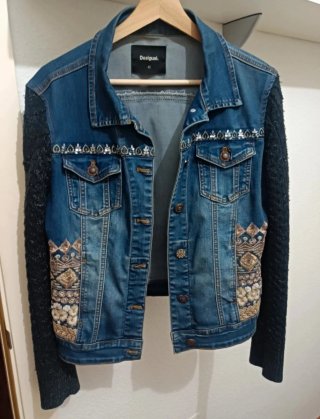 Cazadora Vaquera Desigual Talla L Bordada