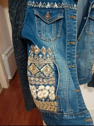 Cazadora Vaquera Desigual Talla L Bordada