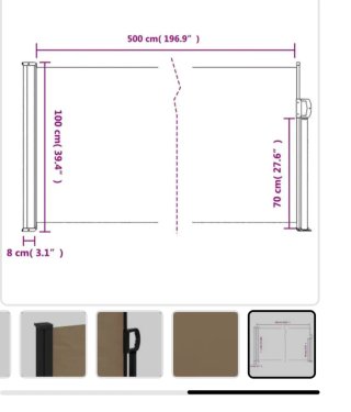 Toldo retráctil lateral 5m x 1m