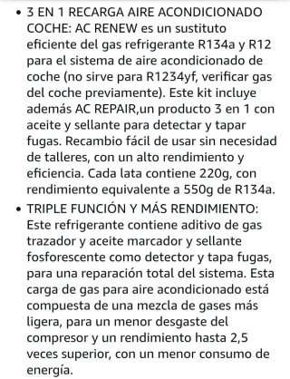 Kit Recarga A/C R134a + Tapa Fugas