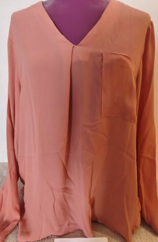 Blusa coral transparente manga larga