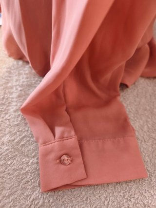 Blusa coral transparente manga larga