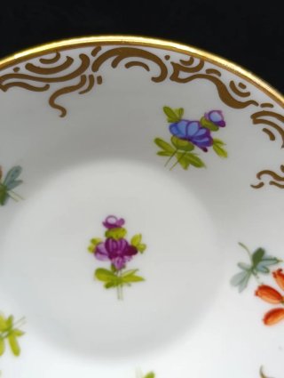 Taza y platillo Saxe de porcelana