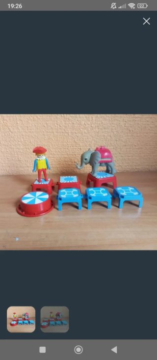 576. Playmobil elefante, payaso y accesorios circo