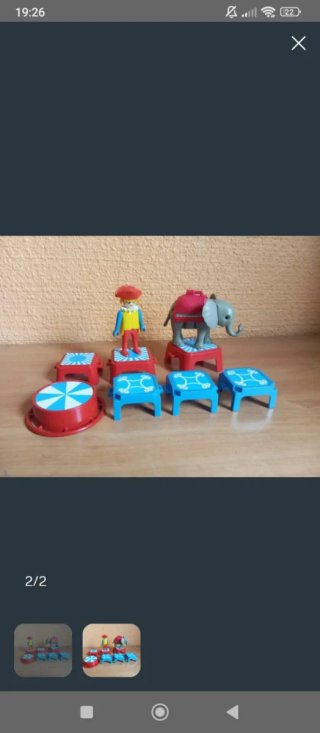 576. Playmobil elefante, payaso y accesorios circo