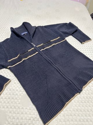 Jersey Sportelli Cremallera Rayas Beige Negro