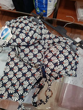 Bikini azul y blanco estampado