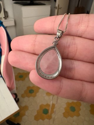 Collar lágrima cuarzo rosa plata
