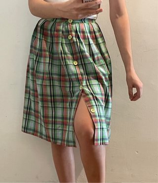 Falda vintage cuadros verde y rojo