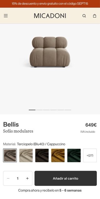 Sofá modular Micadoni Bellis