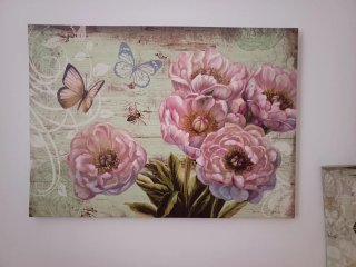Cuadros grandes flores rosas y abejas