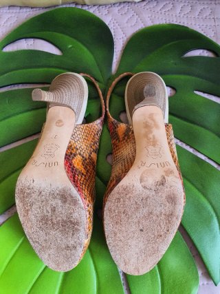 Zapatos Unisa T37 Piel Reptil Peep Toe