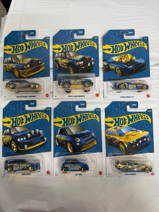 Lote 6 Hot Wheels Edición Especial Azul/Dorado