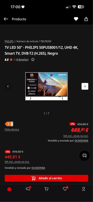 TV Philips 50 Ambilight 4K