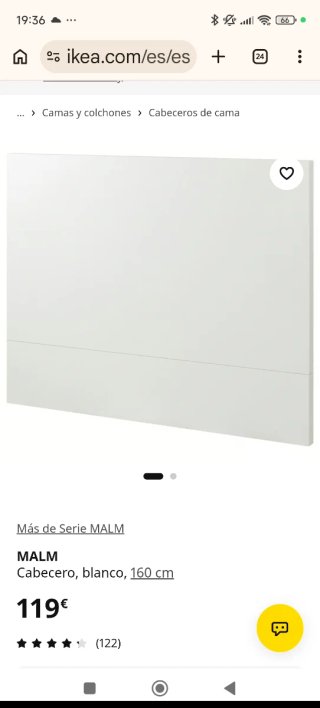 Cabecero de cama blanco seminuevo de 160 cms