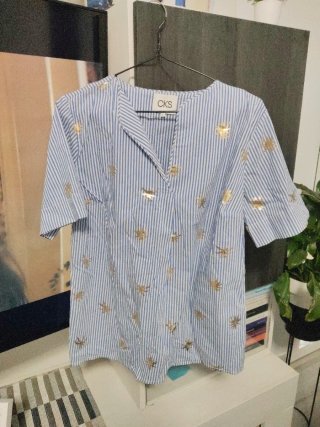 Blusa CKS Rayas Azules y Doradas Talla L