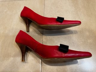Zapatos piel rojos vintage T.38