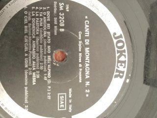 Disco Vinile Canti di Montagna Joker SM 3208 A