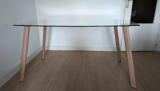 Mesa Comedor Cristal y Madera Nórdica